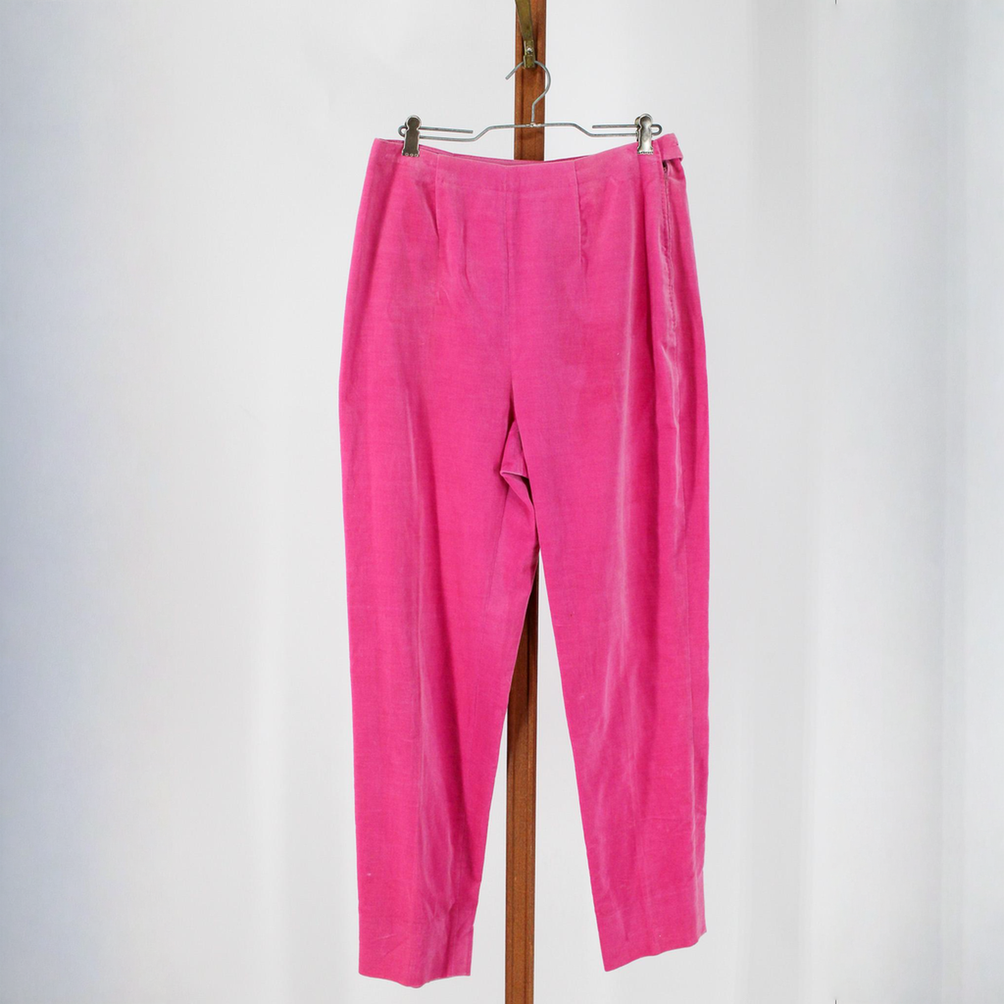 60s emilio pucci pink cotton velvet cigarette trousers