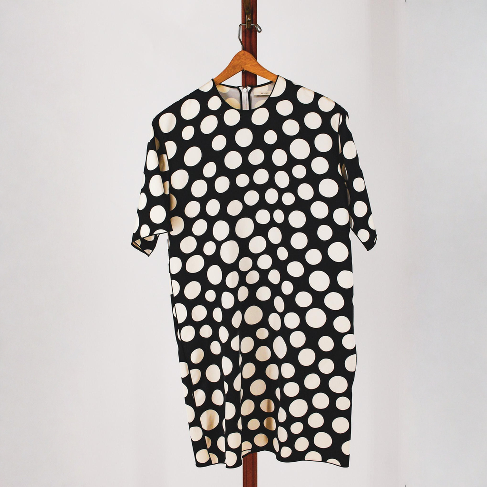 2015 céline by phoebe philo polka dot silk wool shift dress