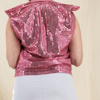 y2k era comme des garçons pink sequin pointed shoulder top - ad2007
