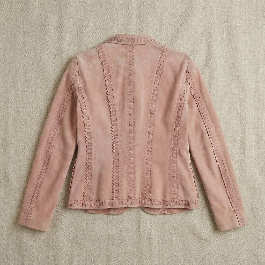 90s moschino cheap and chic blush suede jacket