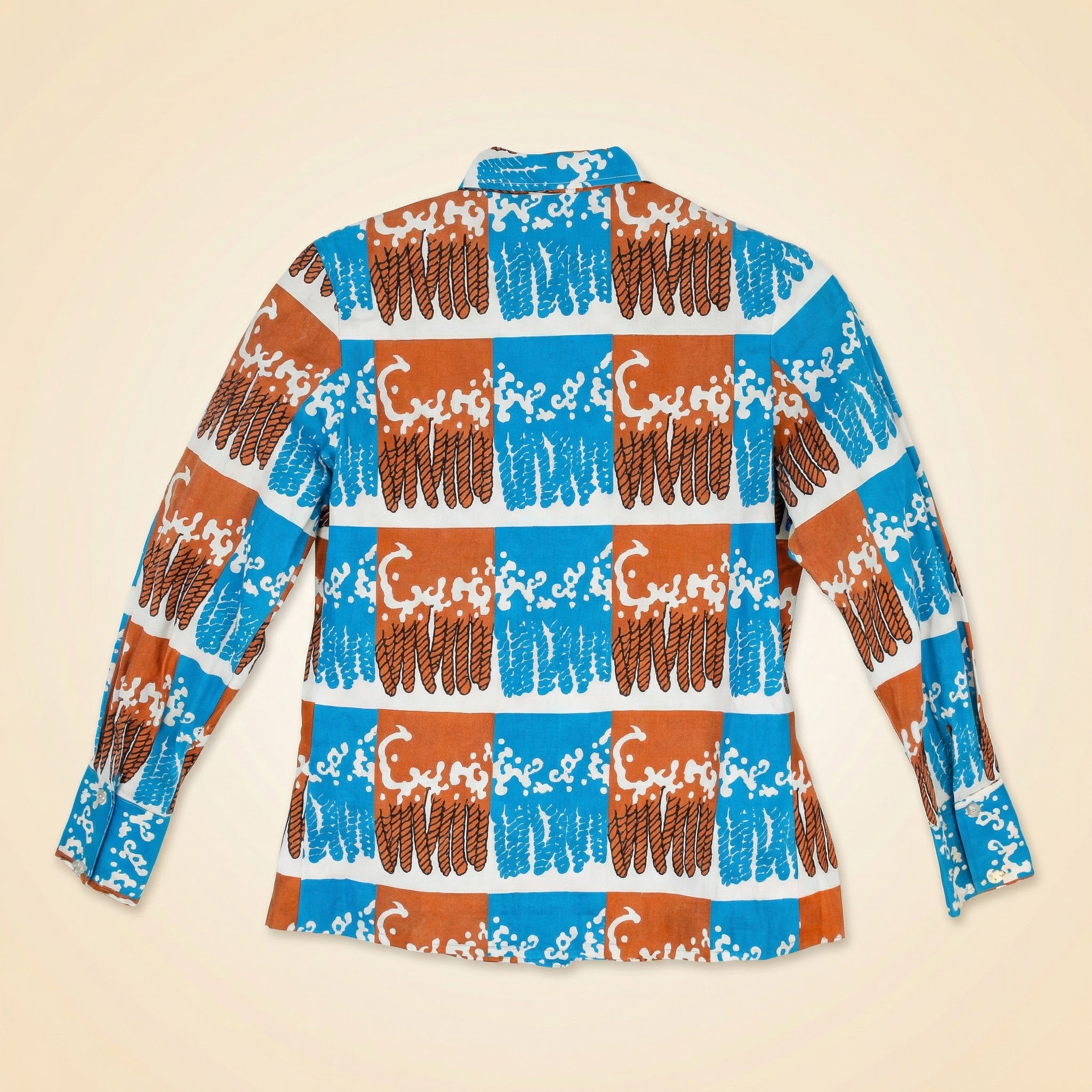 70s italian surf print cotton button down shirt