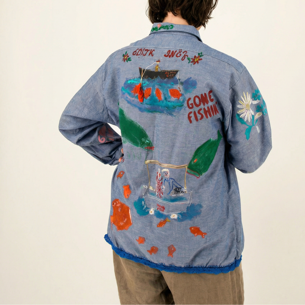 70s by “sis” hand embellished folk art shirt