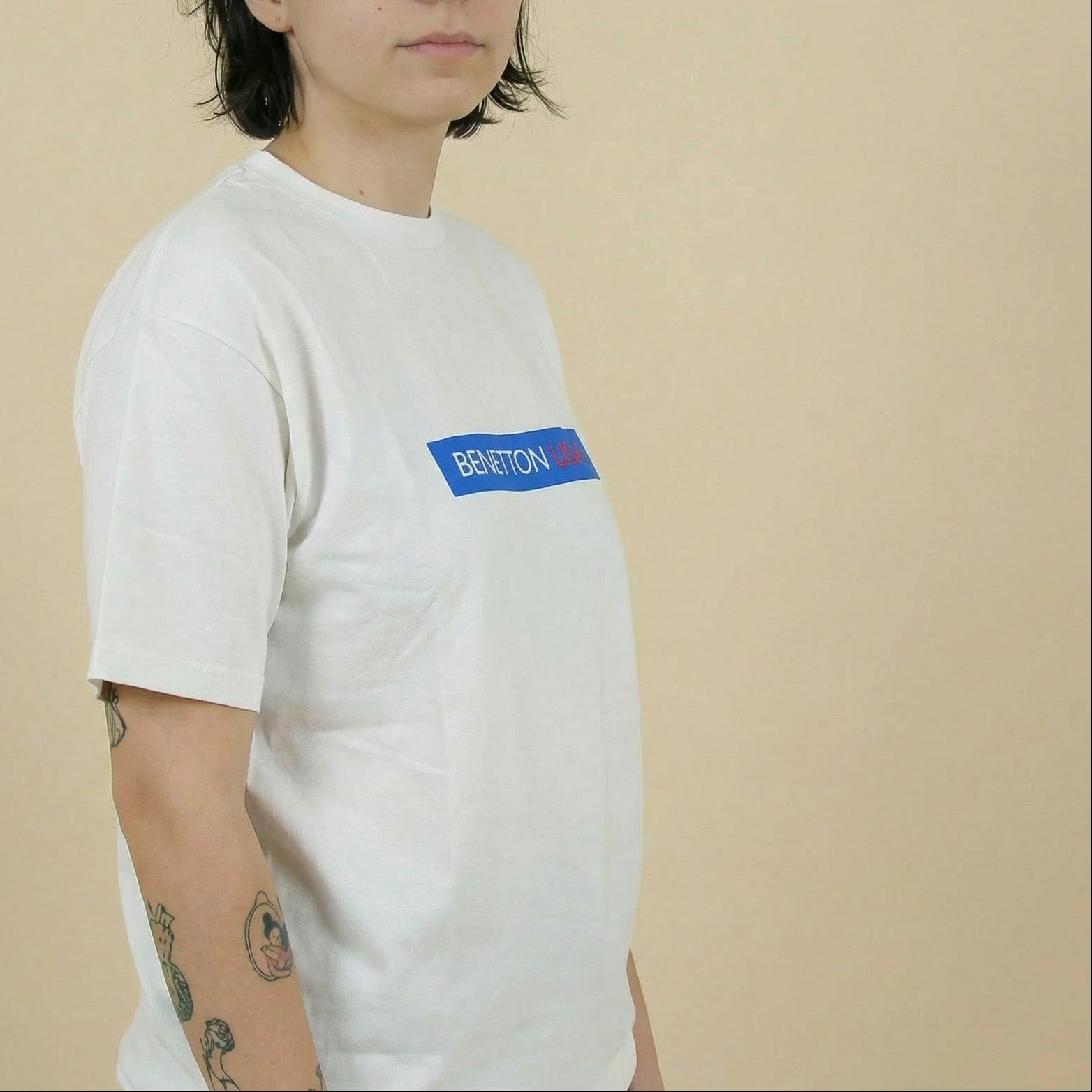 90s/y2k benetton bold logo usa tee