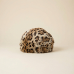 60s leopard print fur beret