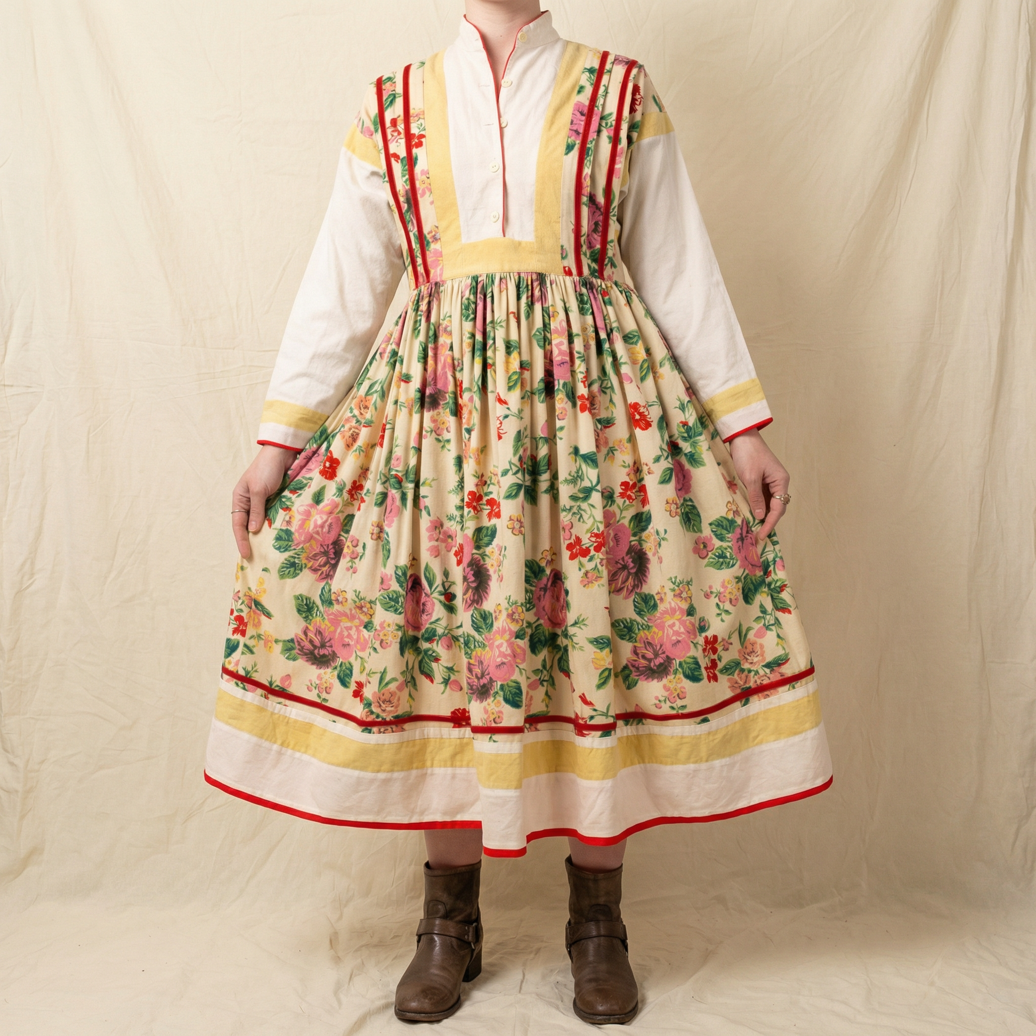 80s kenzo fw1982 paris runway folk floral dress - rare