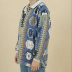 90s southwestern aztec jacquard rugby polo