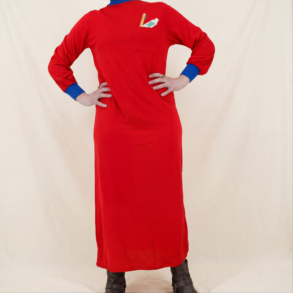 80s toothbrush appliqué maxi dress