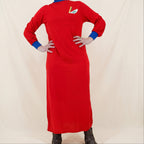 80s toothbrush appliqué maxi dress