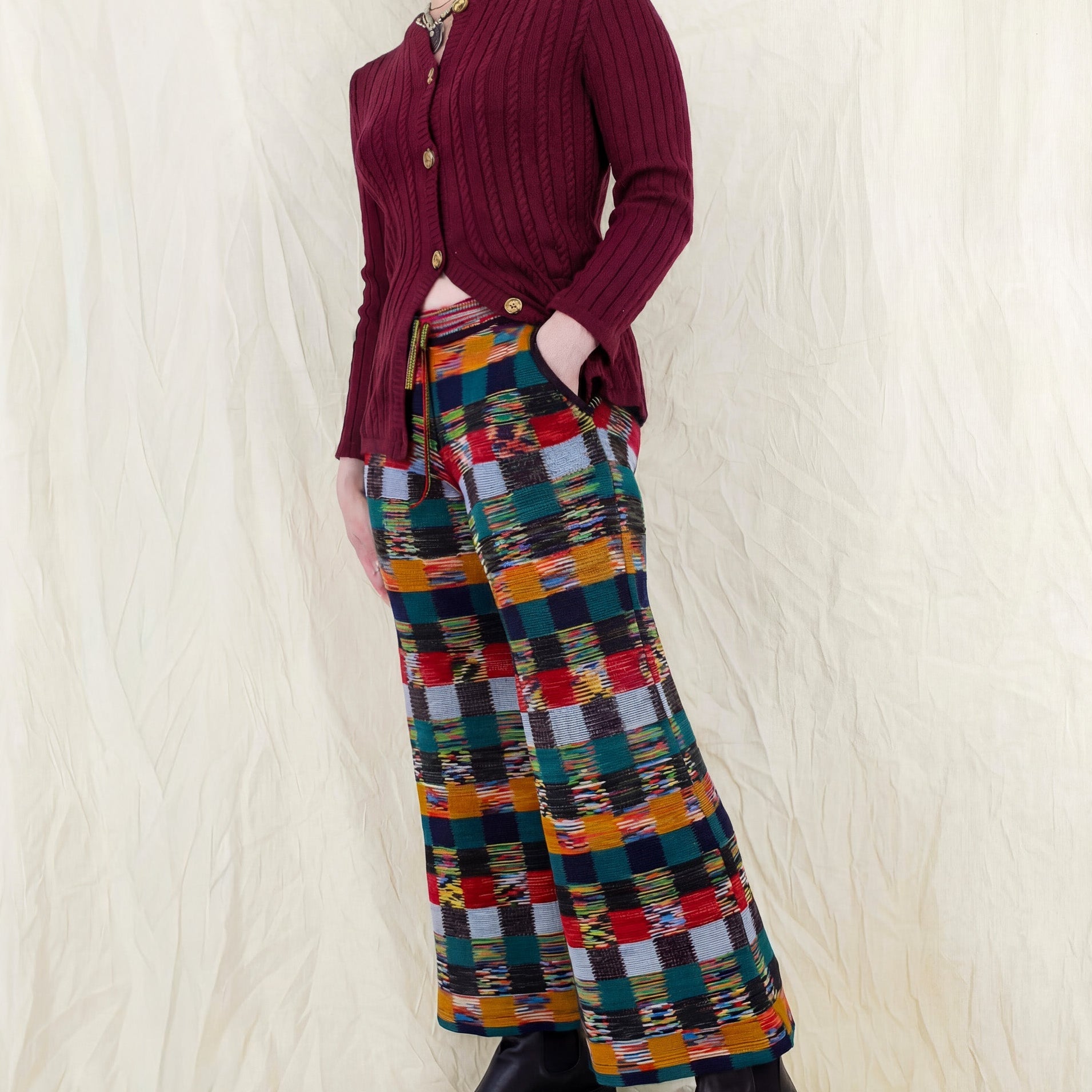 2018 runway missoni 65th anniversary - 70s check knit pants