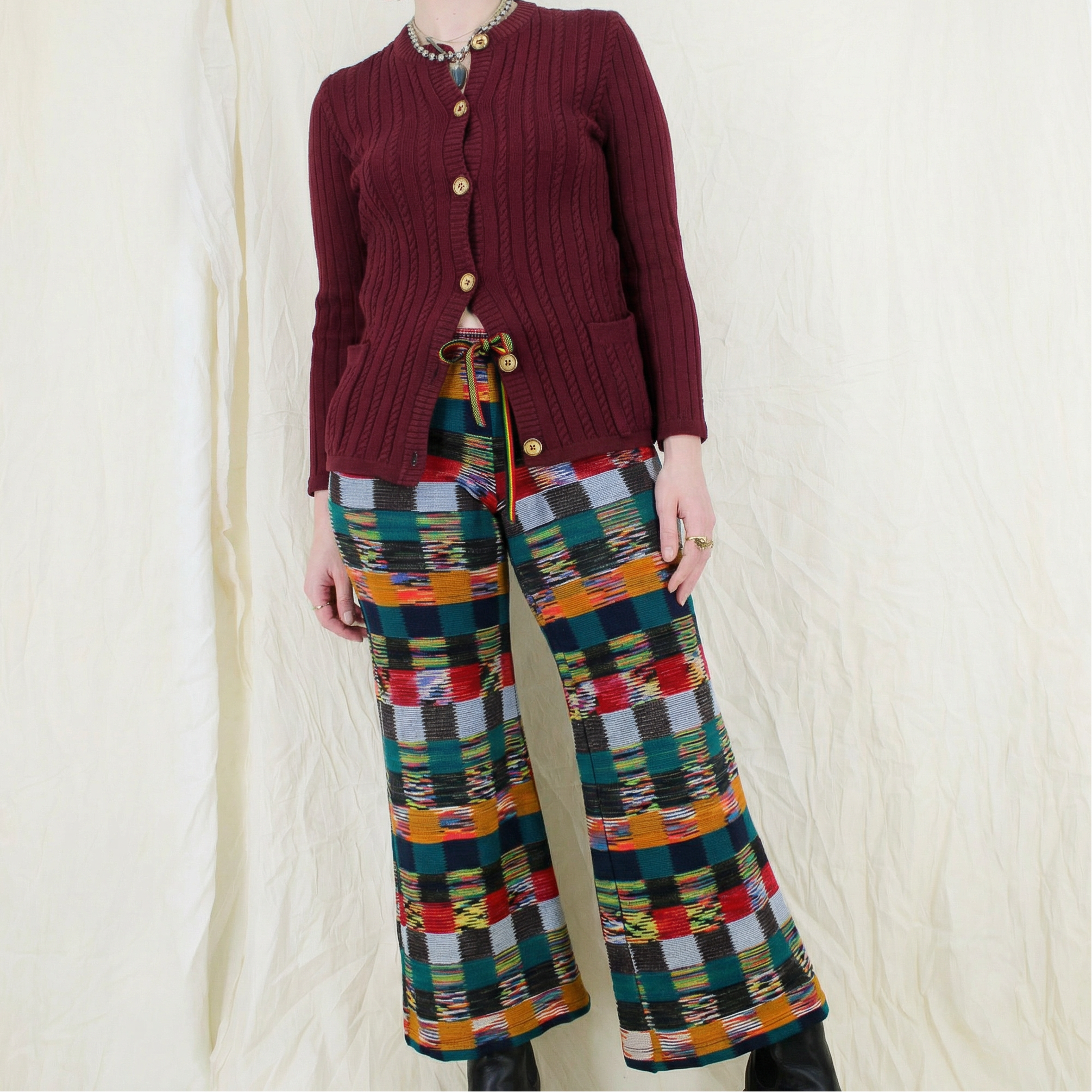 2018 runway missoni 65th anniversary - 70s check knit pants