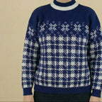 80s diane von furstenberg navy fair isle acrylic sweater