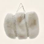 90s ivory faux fur & rhinestone chain bag