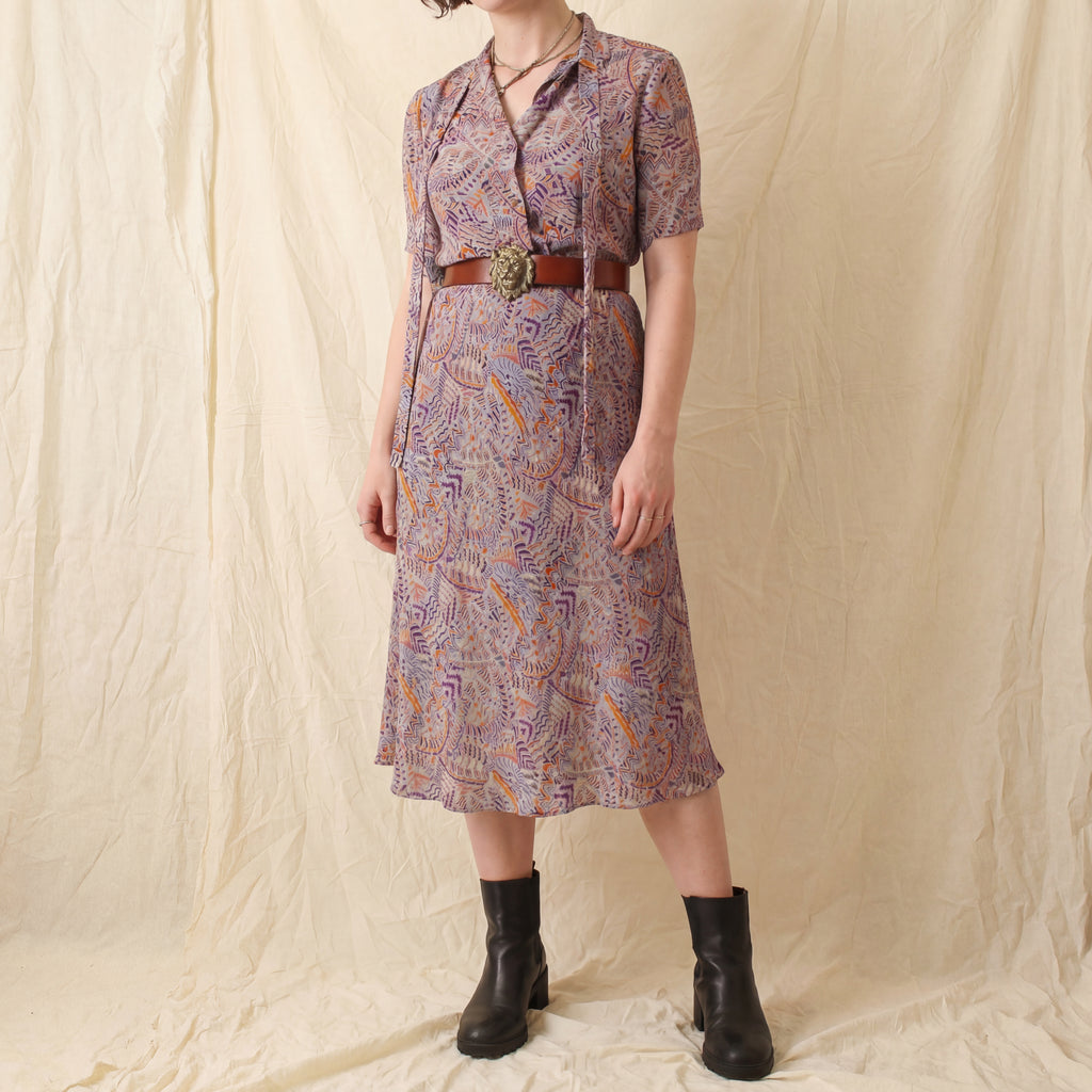 80s oleg cassini silk memphis-style abstract dress