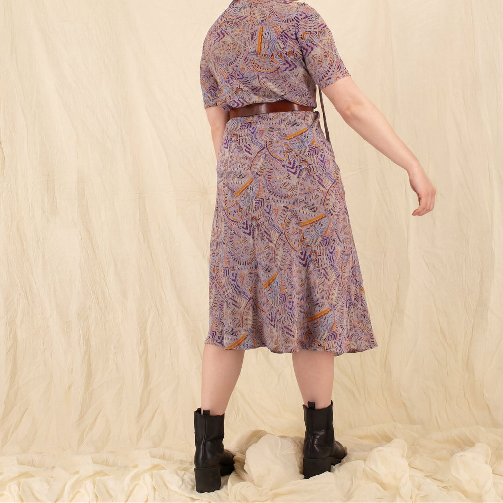 80s oleg cassini silk memphis-style abstract dress