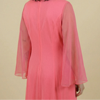 70s hot pink jeweled bell-sleeve maxi dress