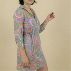 60s psychedelic zip-front knit mini dress