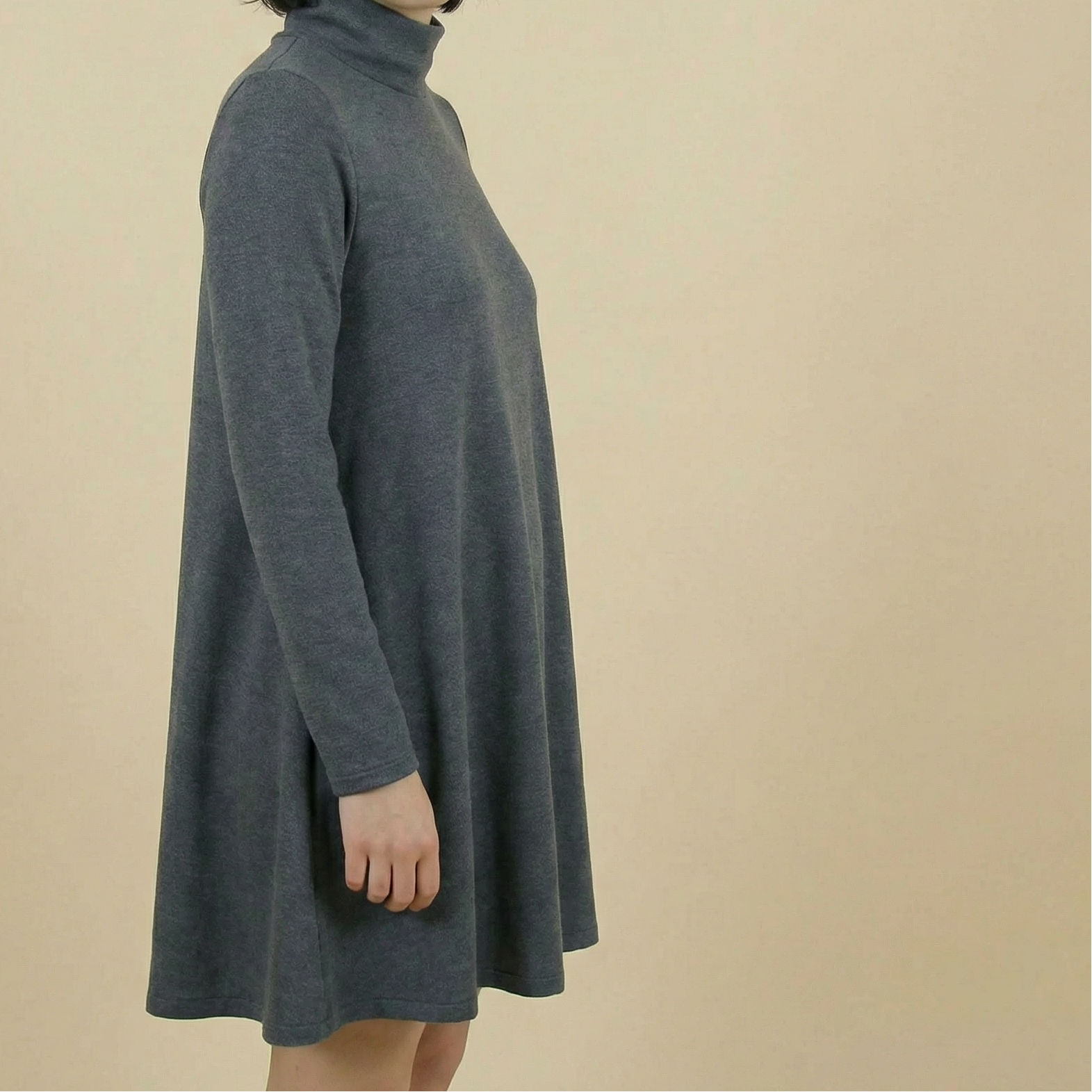 90s DKNY gray wool turtleneck sweater dress , Made in USA