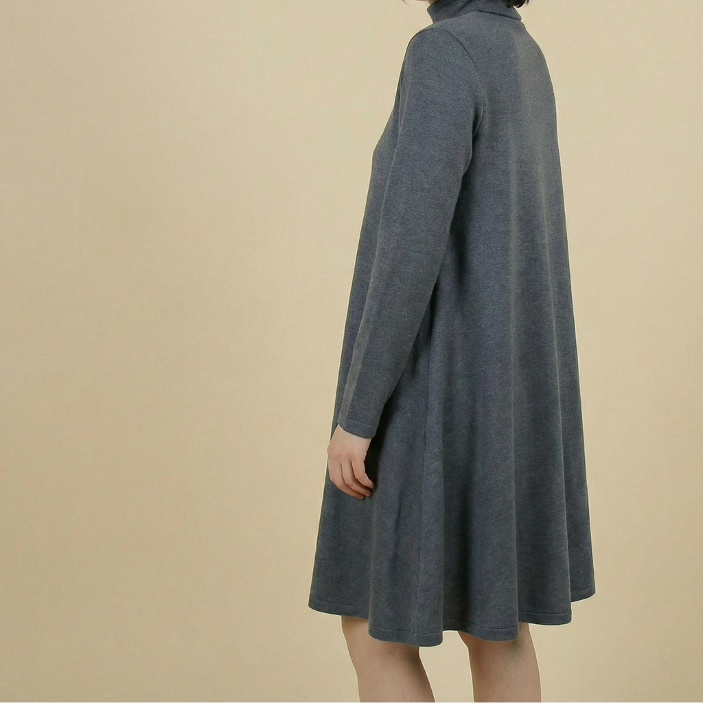 90s DKNY gray wool turtleneck sweater dress , Made in USA