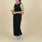 70s ed volin black ruffle maxi dress