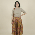 90s calvin klein classics 100% silk floral pleated skirt