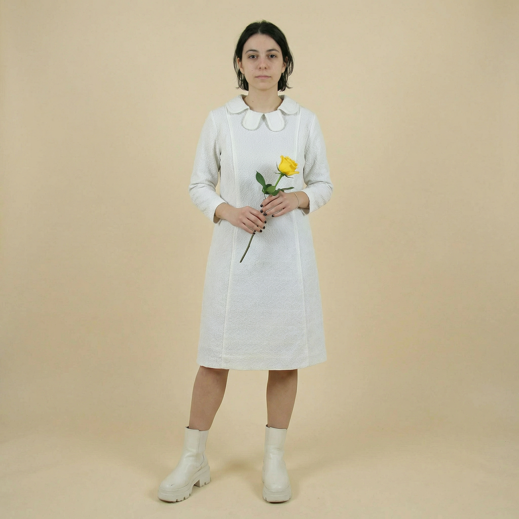 60s white clown collar mod dress