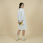 60s white clown collar mod dress