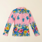 70s french floral knit disco blouse