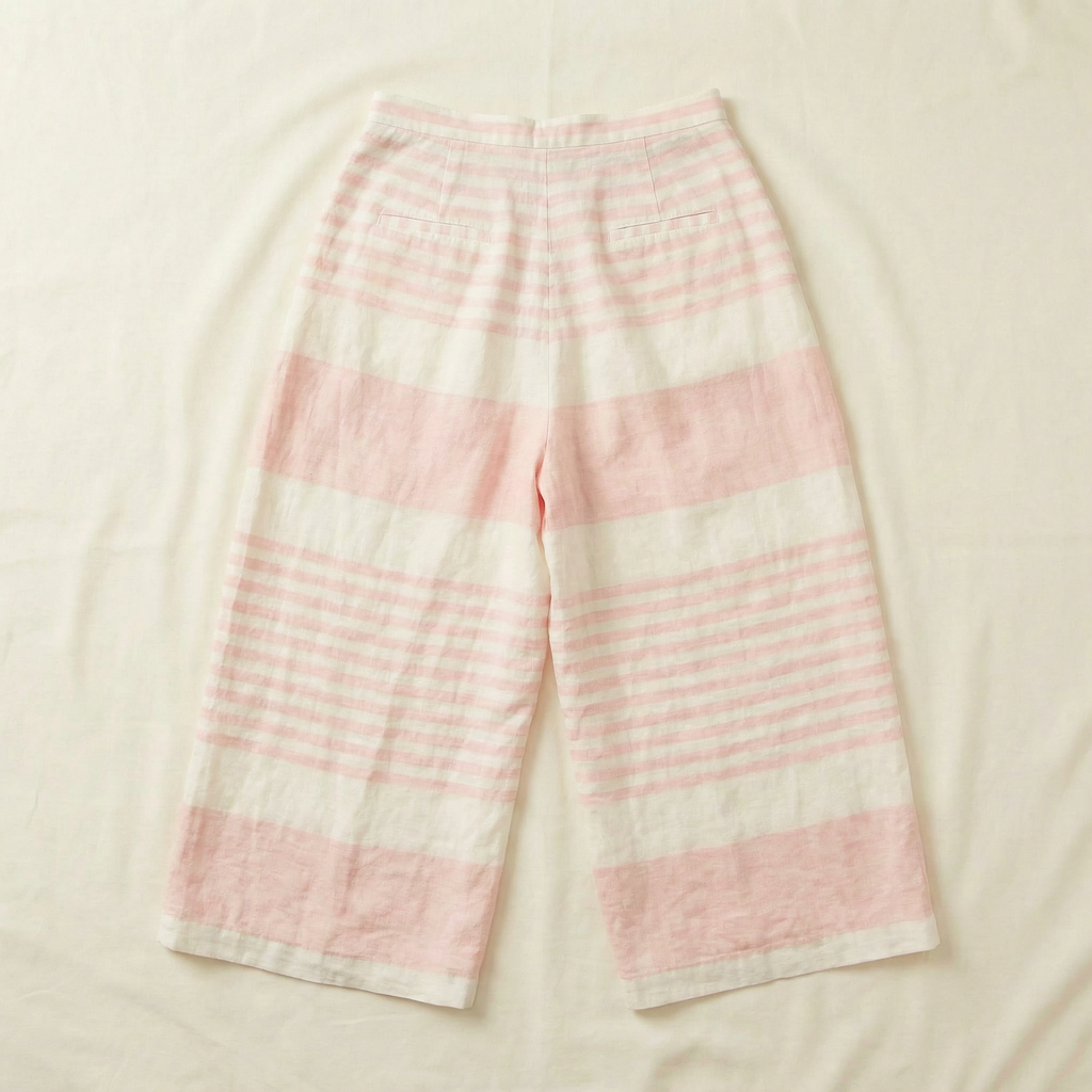 90s ralph lauren pink striped linen gauchos - made in usa