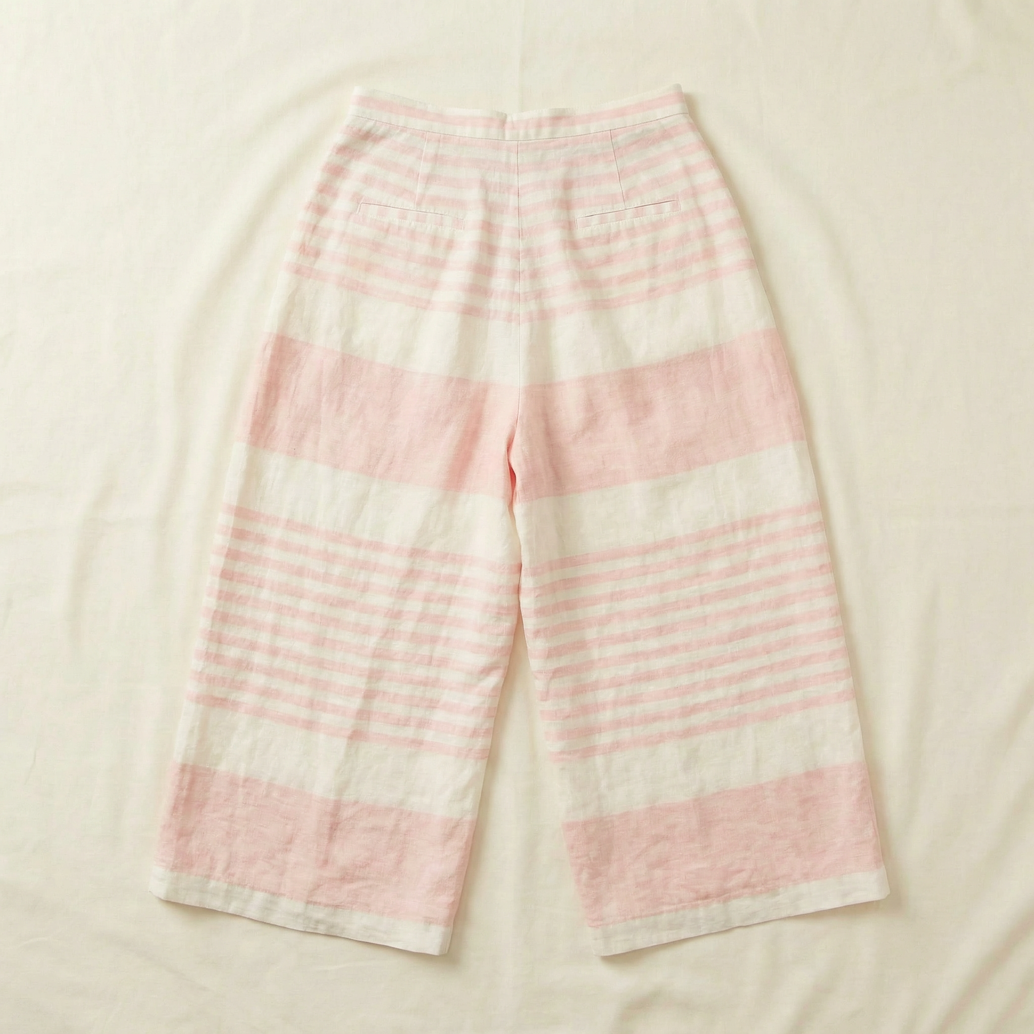 90s ralph lauren pink striped linen gauchos - made in usa