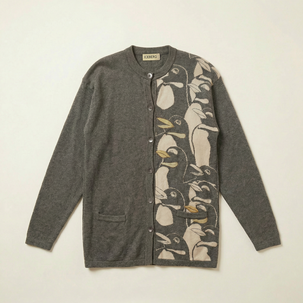 90s iceberg penguin wool angora blend cardigan