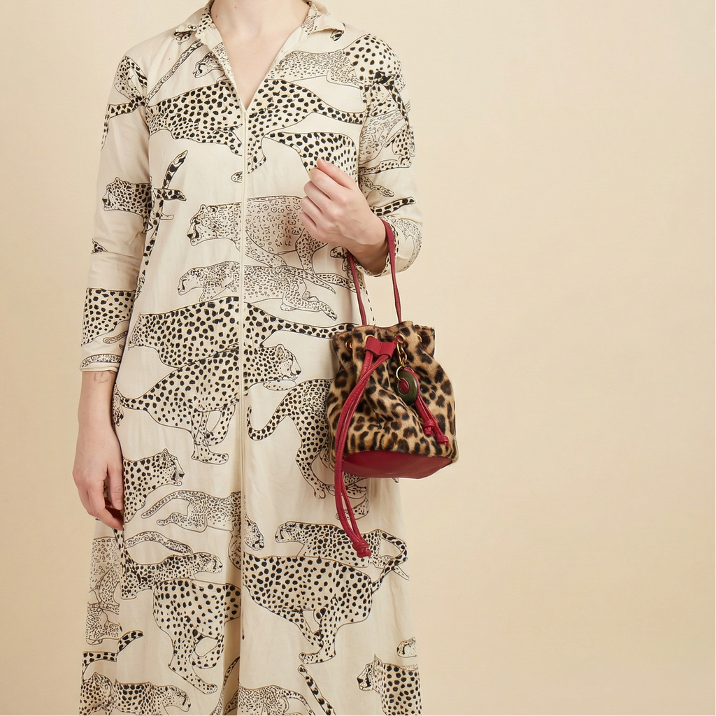 70s leopard muumuu dress -  david brown california