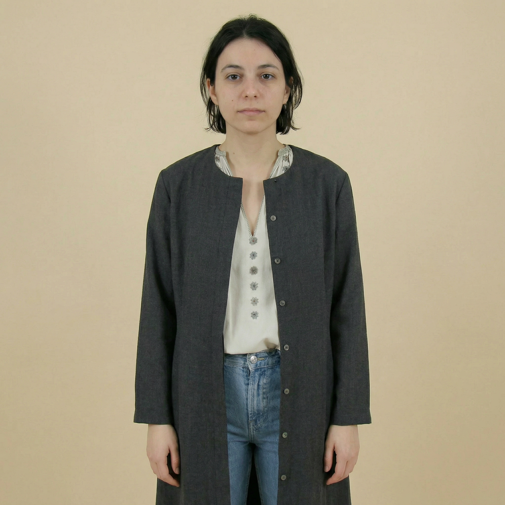 90s calvin klein minimalist longline coat dress