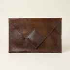 70s reptile-embossed leather envelope clutch