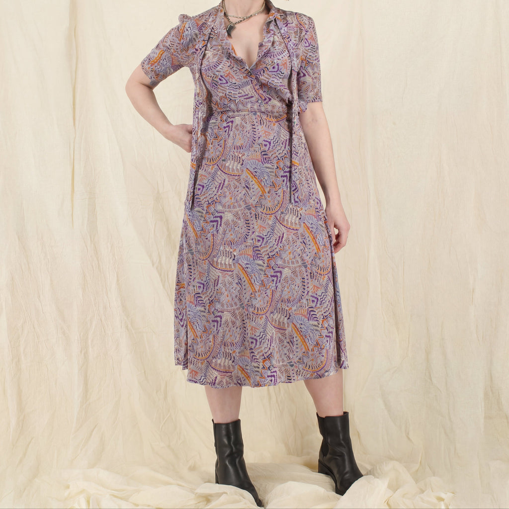80s oleg cassini silk memphis-style abstract dress
