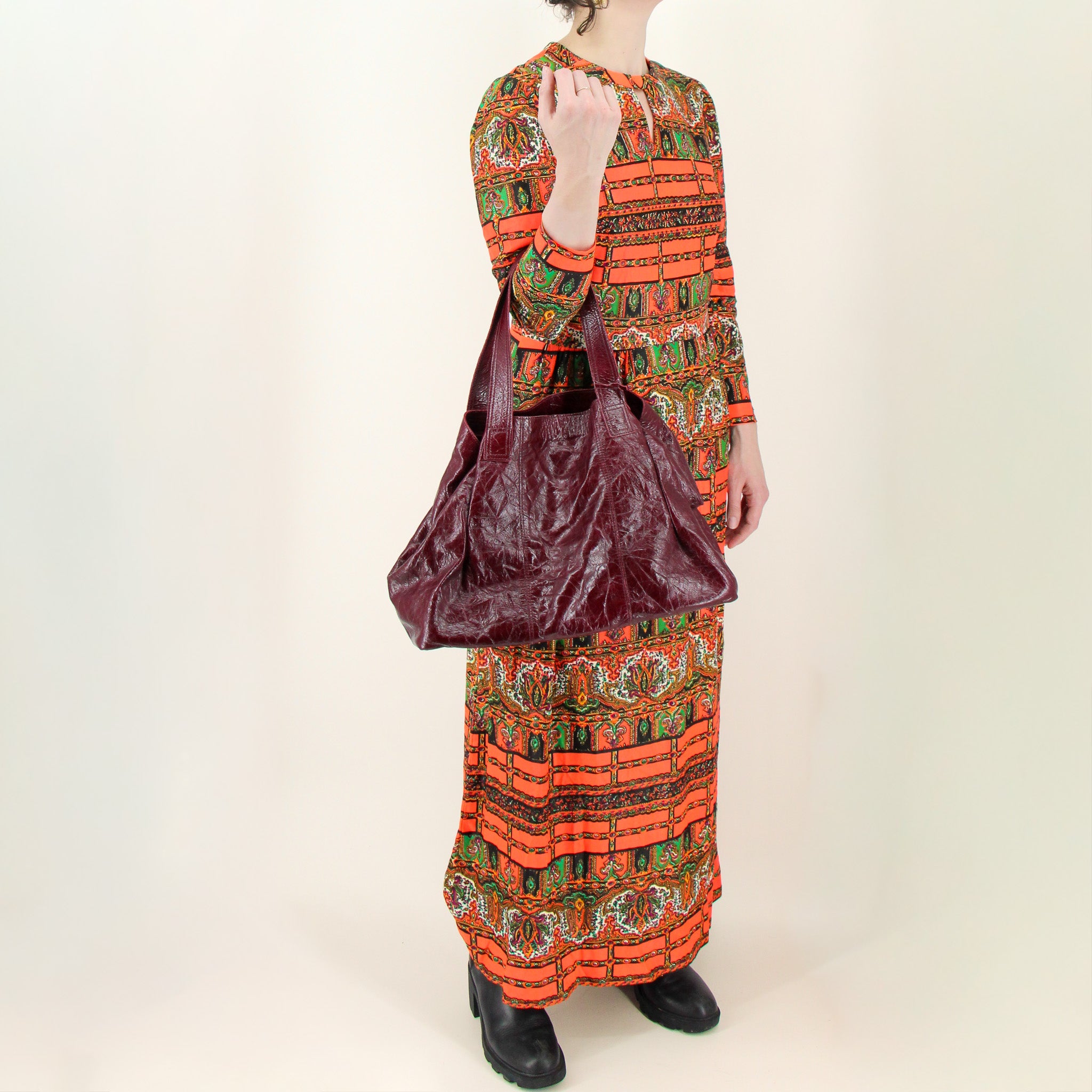 70s keyhole paisely maxi dress