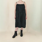 40s black silk slip dress with diamond smocking