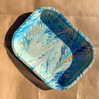 pastel blue marbled metal trinket tray