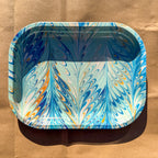 blue marbled trinket tray, view 2