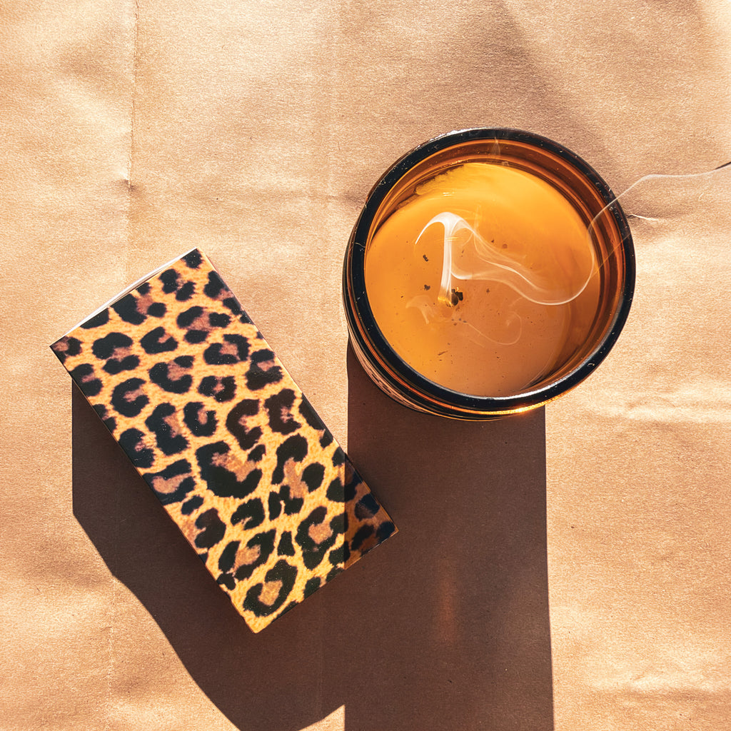 leopard print long wooden matches box