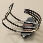 60s sterling turquoise and coral leaf cuff bracelet