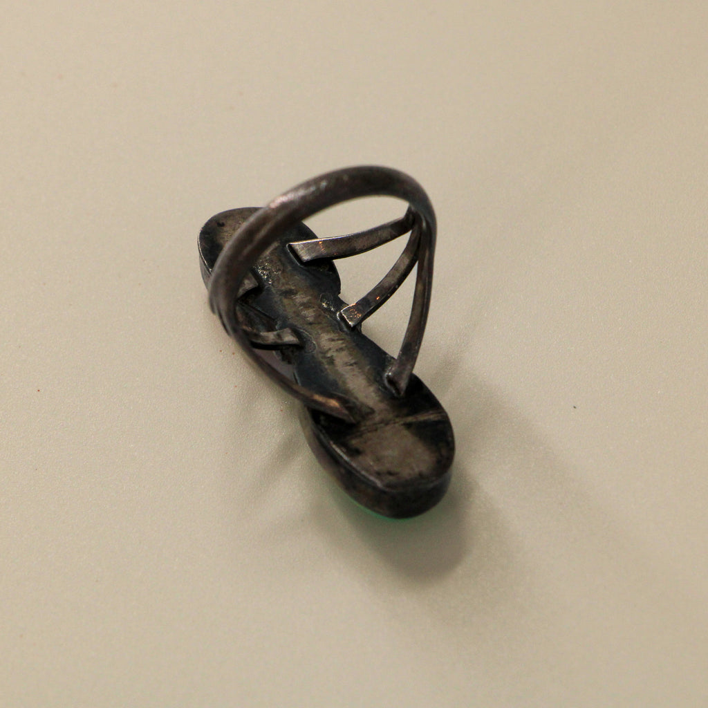 70s turquoise + coral 'toi et moi' sterling ring