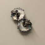 50s sterling beaded large dome screw-back earrings