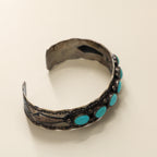 70s turquoise row silver cuff bracelet