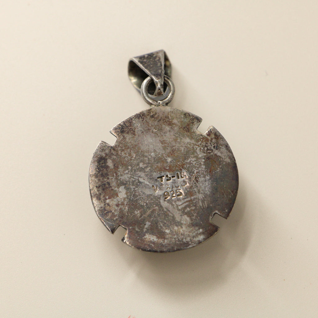 80s sterling taxco tiger’s eye modernist large pendant