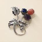 60s sorrento sterling carved scarab gemstone brooch