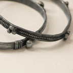 90s sterling silver beaded bangle pair
