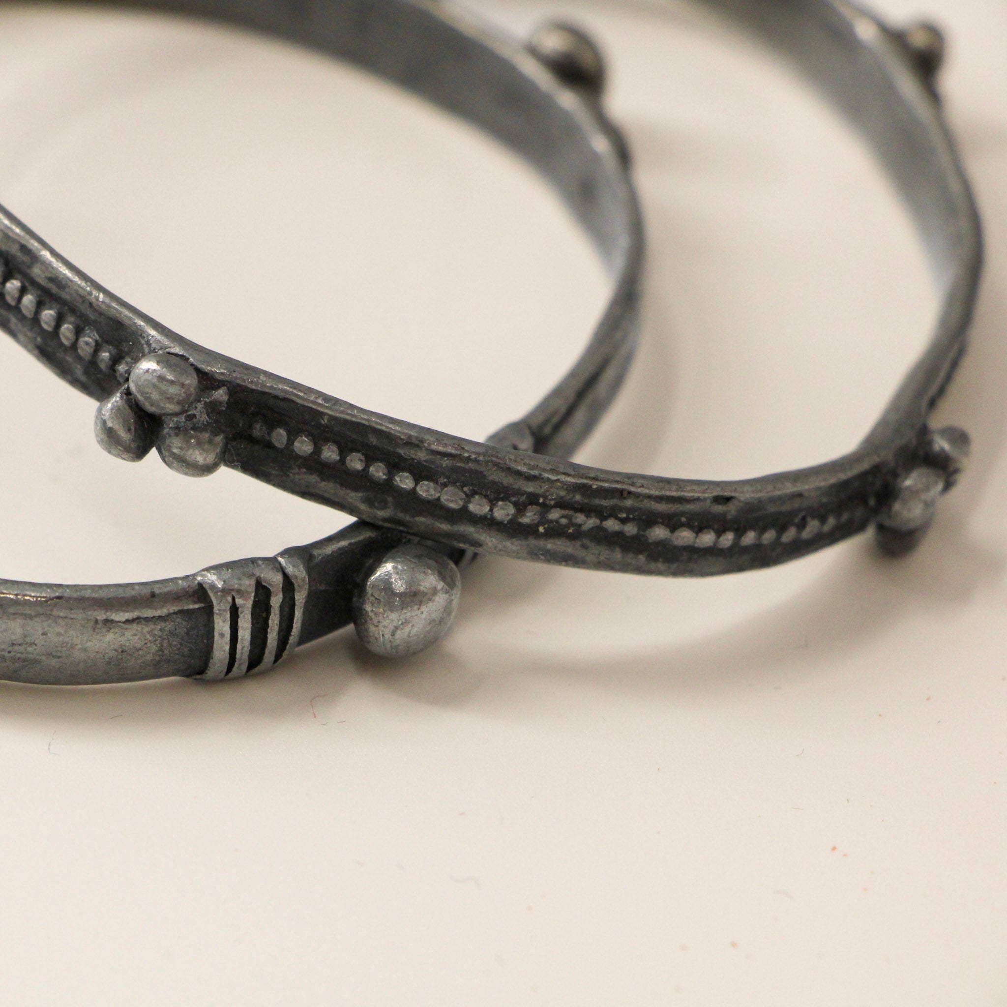 90s sterling silver beaded bangle pair