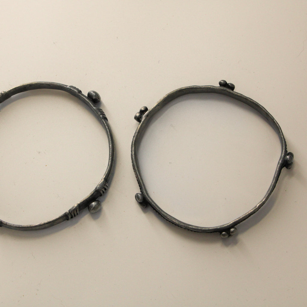 90s sterling silver beaded bangle pair