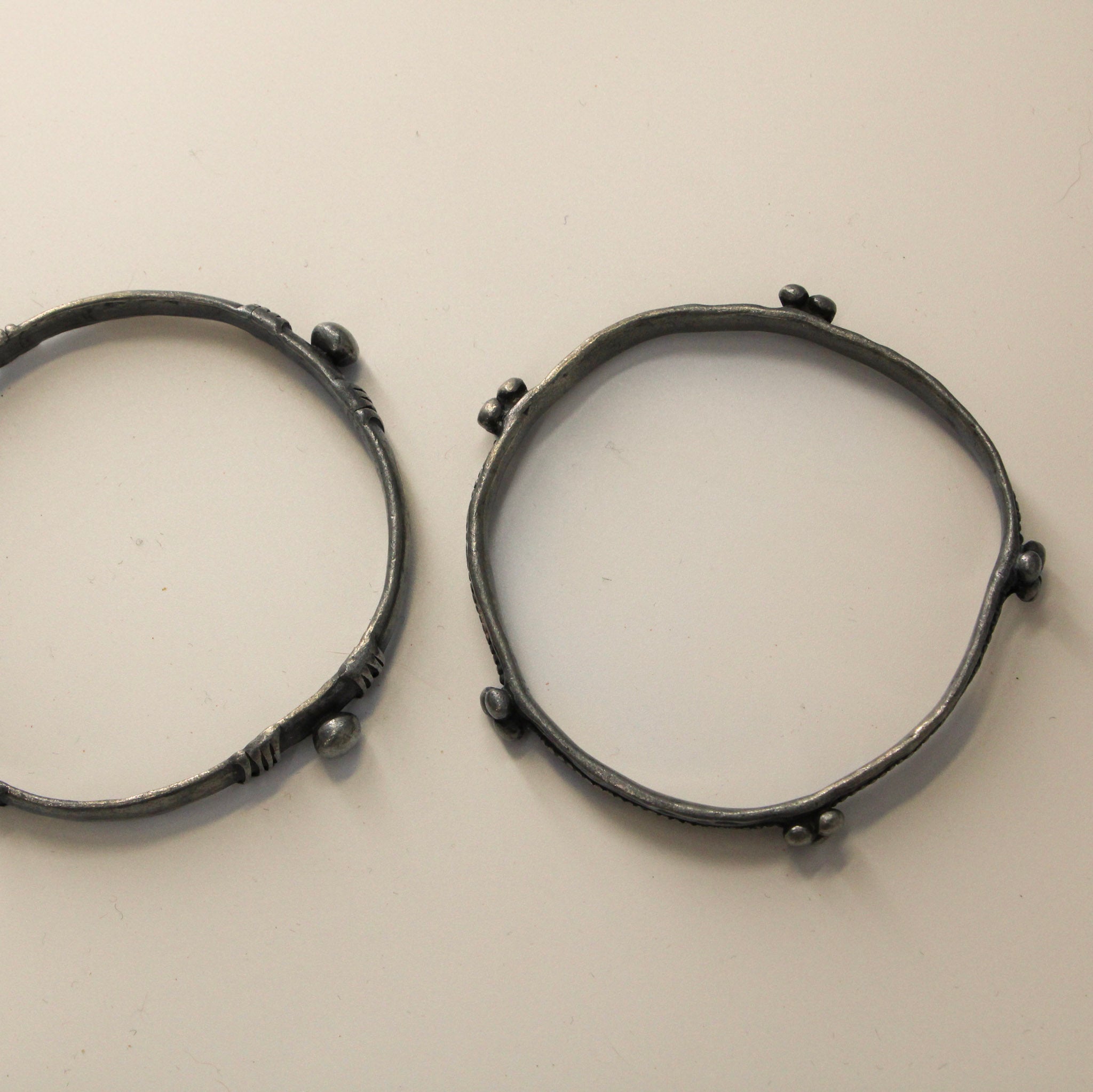 90s sterling silver beaded bangle pair