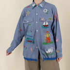 70s by “sis” hand embellished folk art shirt